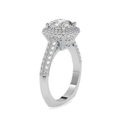 Vintage Cushion Halo Diamond Engagement Ring