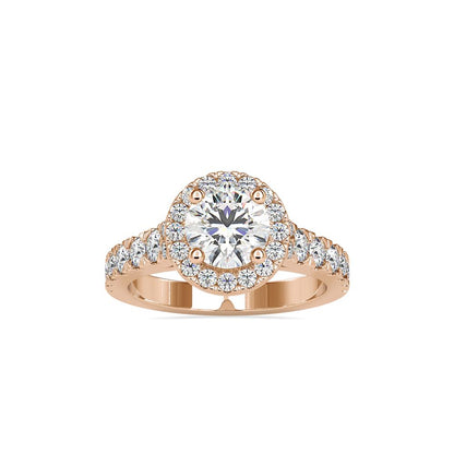 Round Halo French Pave Diamond Engagement Ring