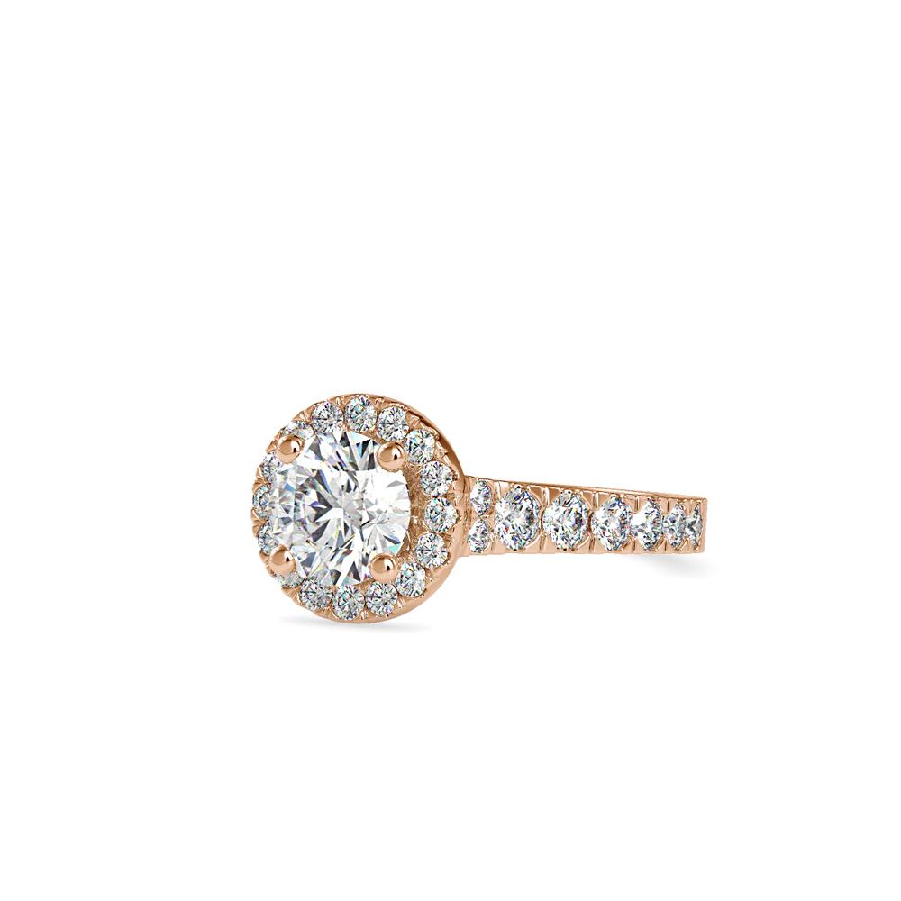 Round Halo French Pave Diamond Engagement Ring