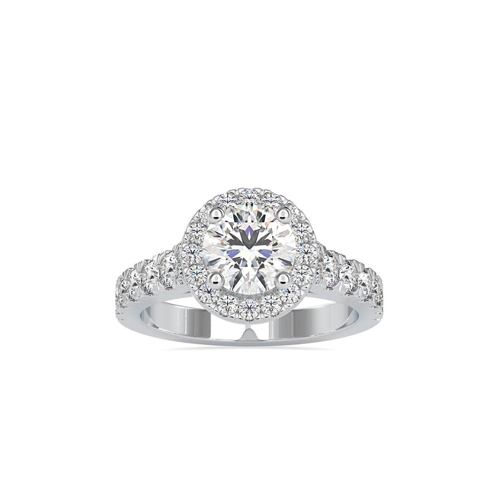 Round Halo French Pave Diamond Engagement Ring