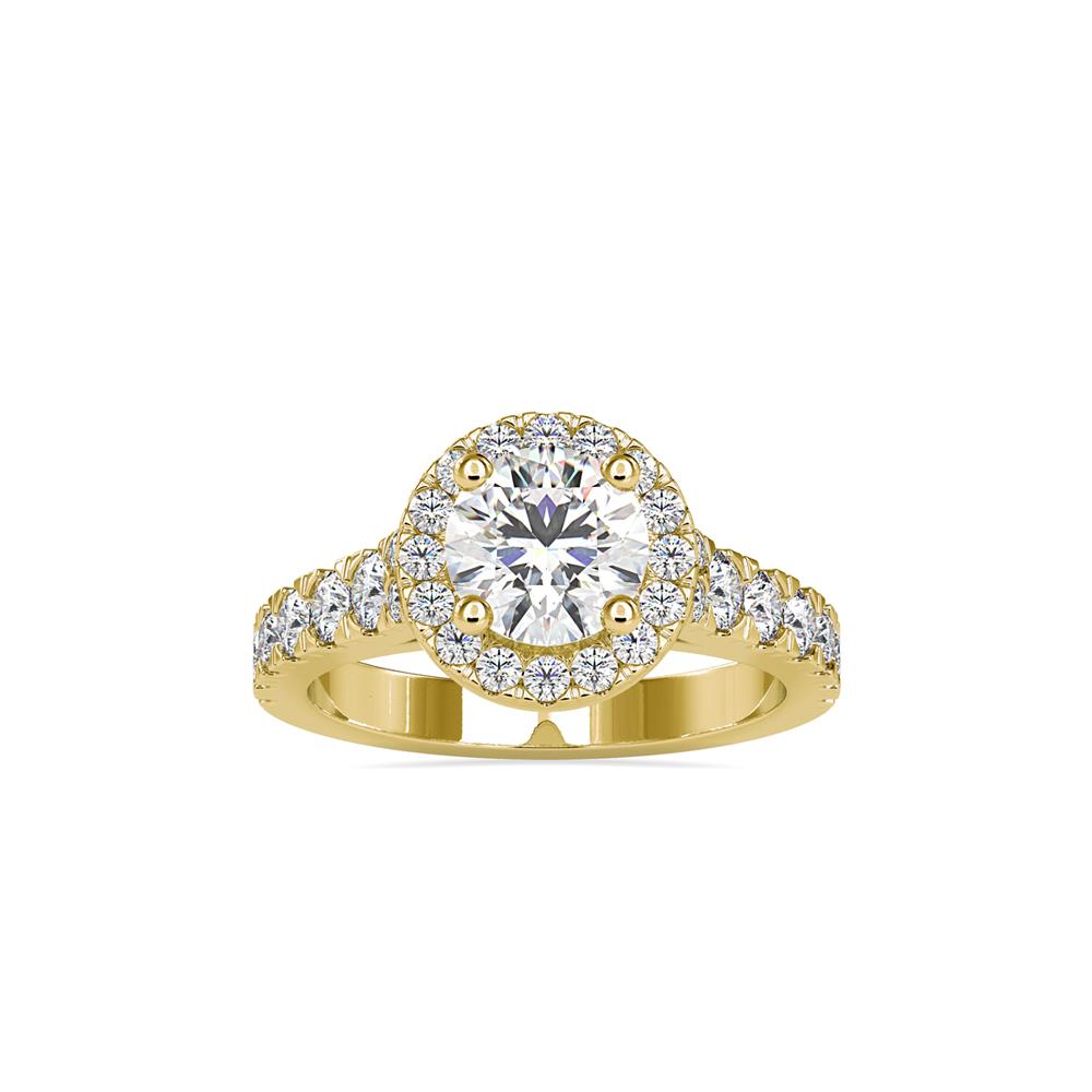 Round Halo French Pave Diamond Engagement Ring