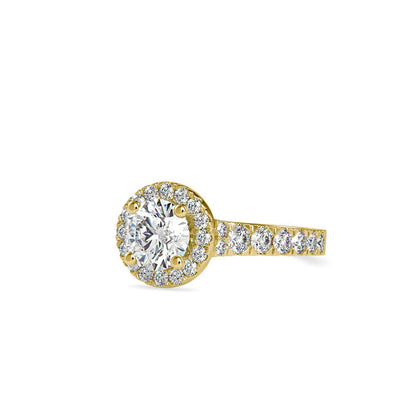 Round Halo French Pave Diamond Engagement Ring