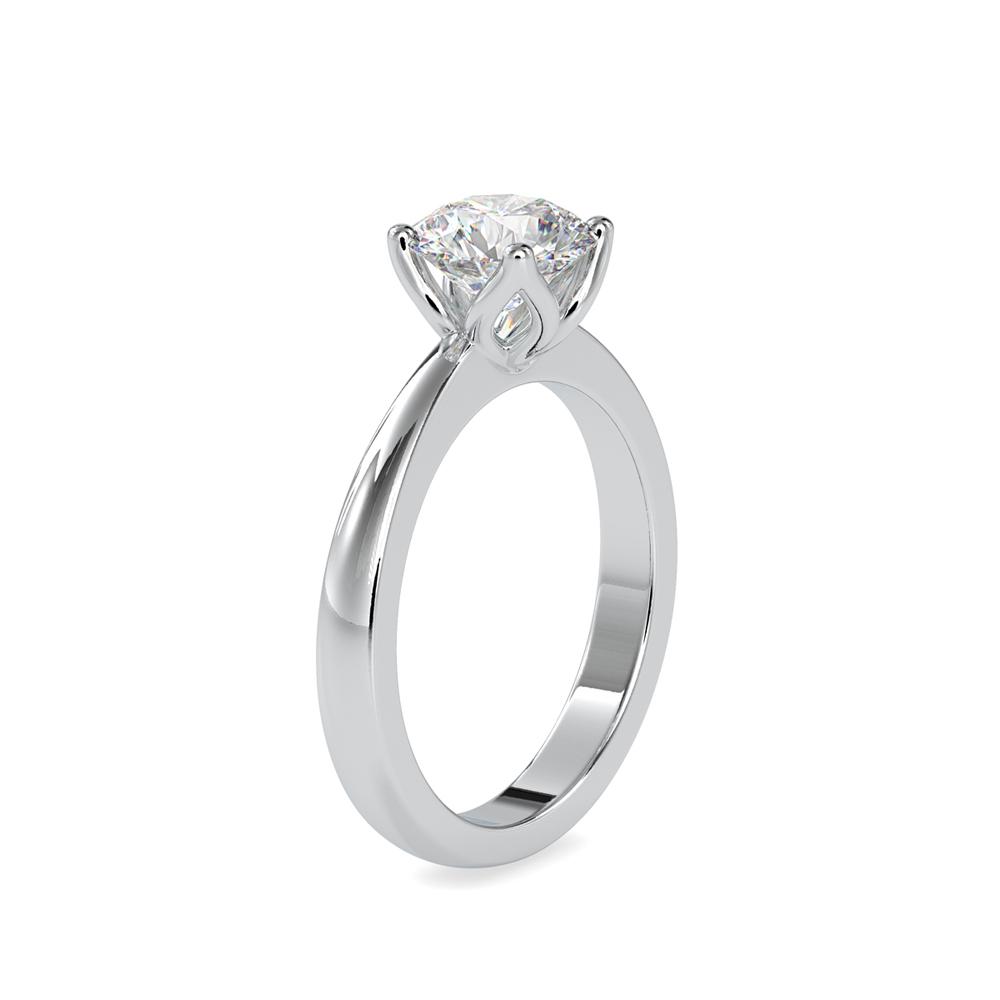 Round Lotus 4 Prong Solitaire Engagement Ring