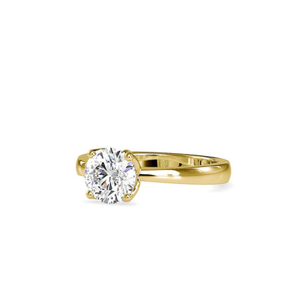 Round Lotus 4 Prong Solitaire Engagement Ring