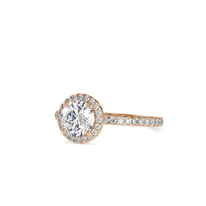 Round Halo French Pave Diamond Engagement Ring