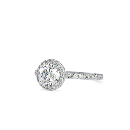 Round Halo French Pave Diamond Engagement Ring