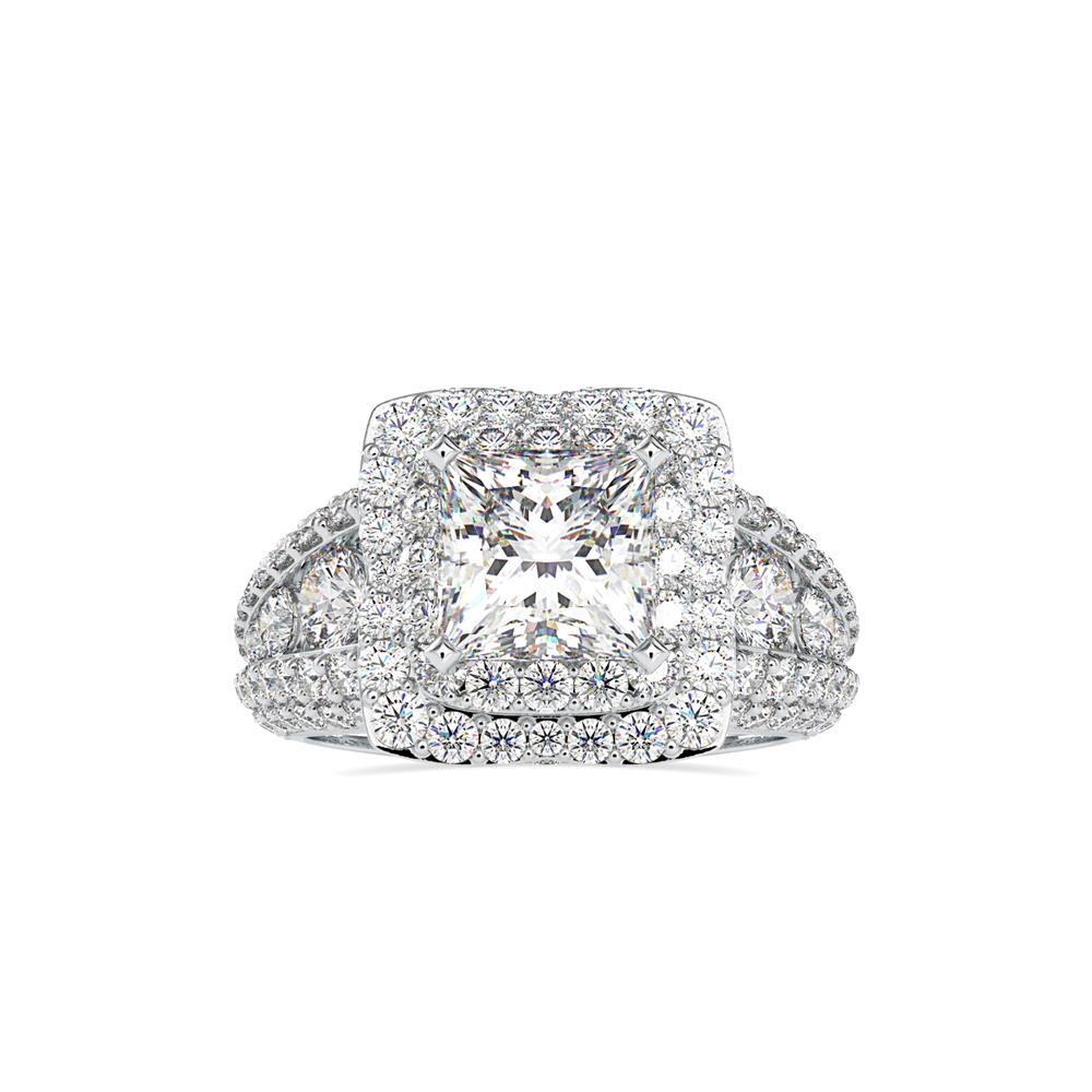 Princess Duet Halo Diamond Engagement Ring