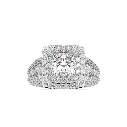 Princess Duet Halo Diamond Engagement Ring
