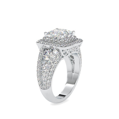 Princess Duet Halo Diamond Engagement Ring