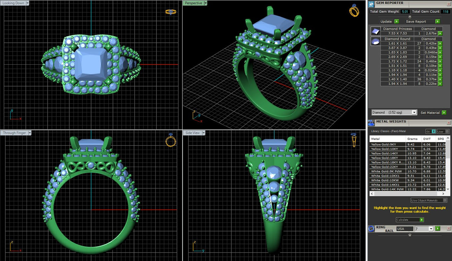 Princess Duet Halo Diamond Engagement Ring