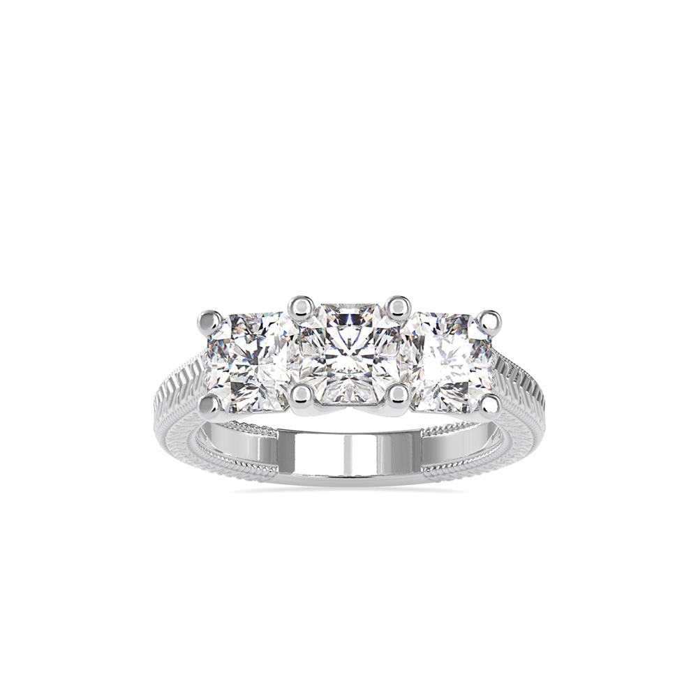 Vintage Radiant 3 Stone Engagement Ring