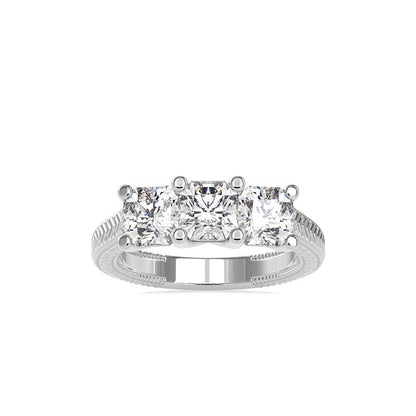 Vintage Radiant 3 Stone Engagement Ring