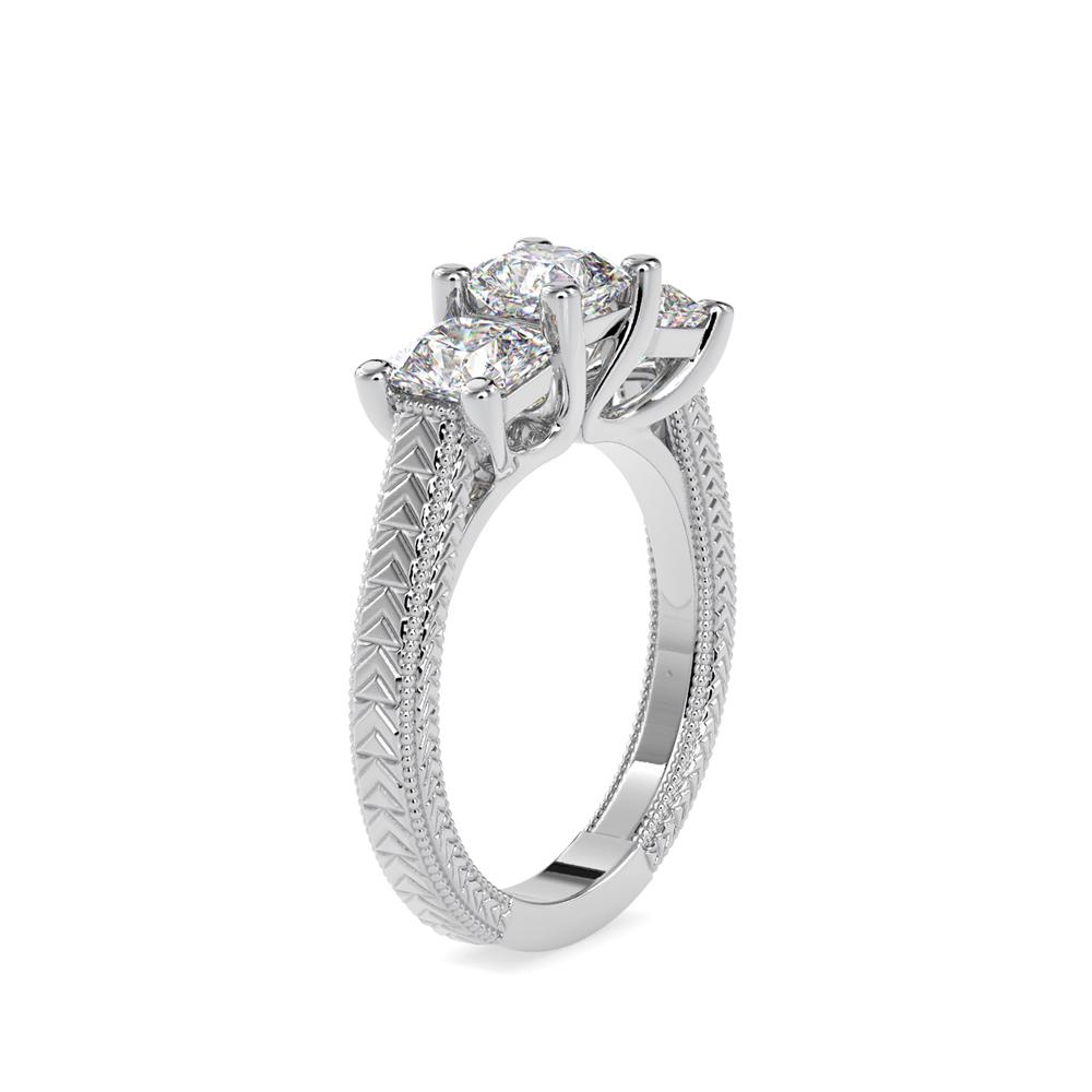 Vintage Radiant 3 Stone Engagement Ring