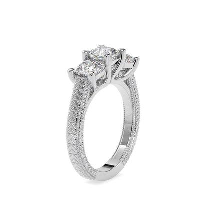 Vintage Radiant 3 Stone Engagement Ring