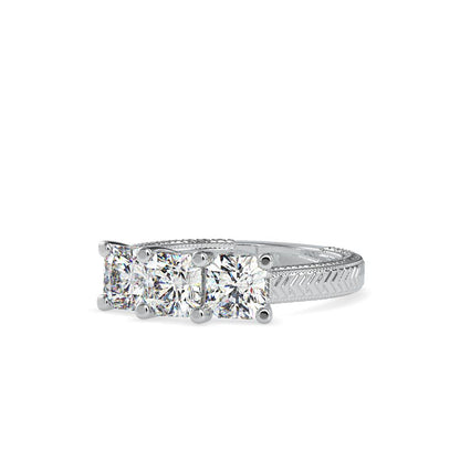 Vintage Radiant 3 Stone Engagement Ring