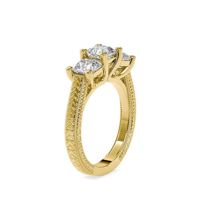 Vintage Radiant 3 Stone Engagement Ring