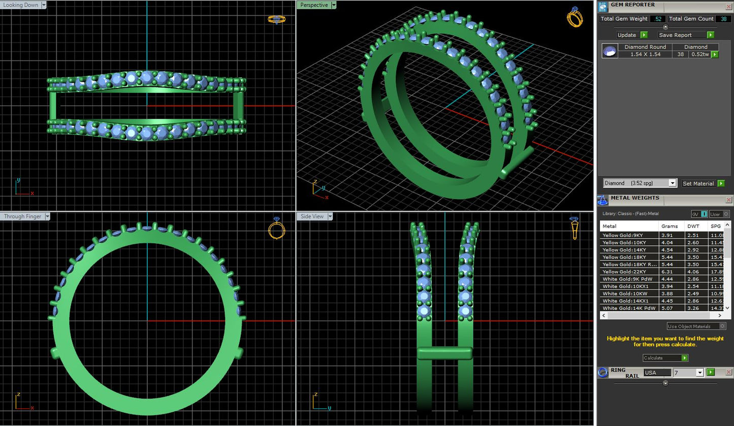 Double Sided Curved Diamond Wedding Ring