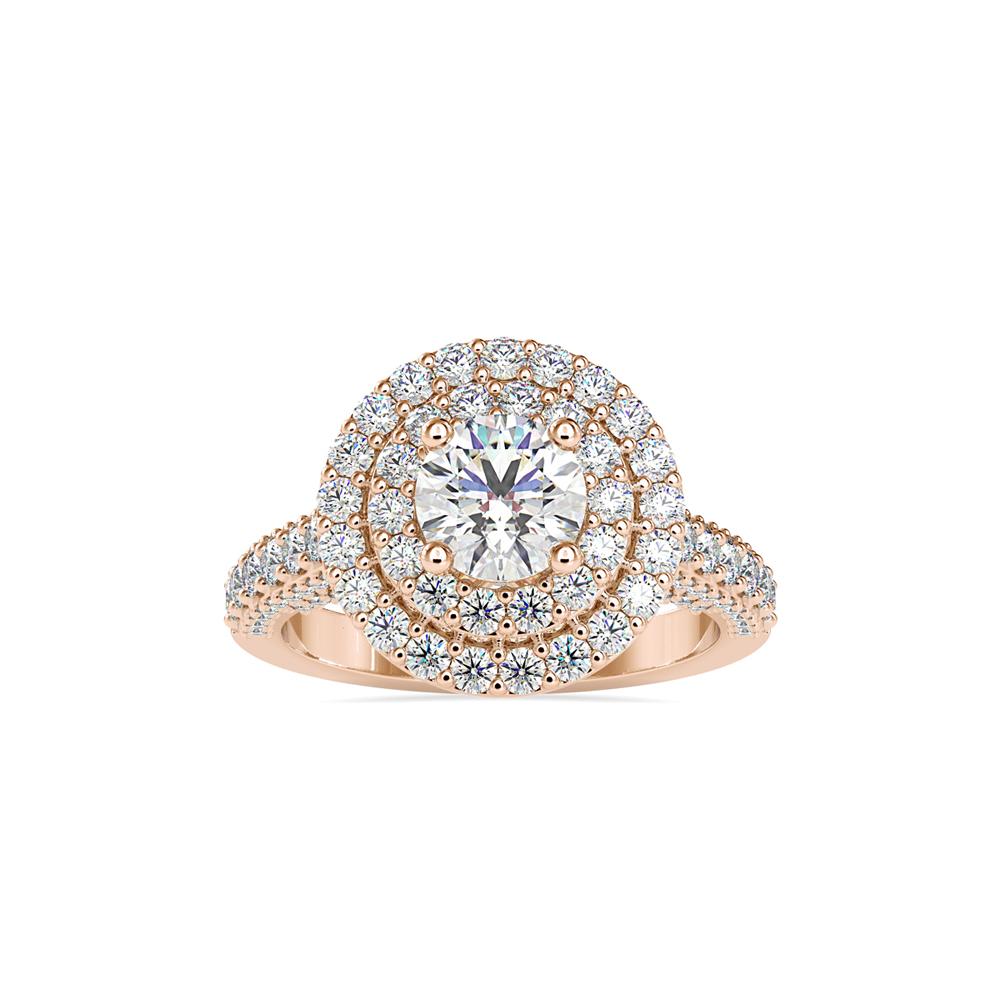 Vintage Round Double Halo Diamond Engagement Ring