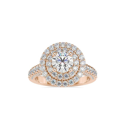 Vintage Round Double Halo Diamond Engagement Ring