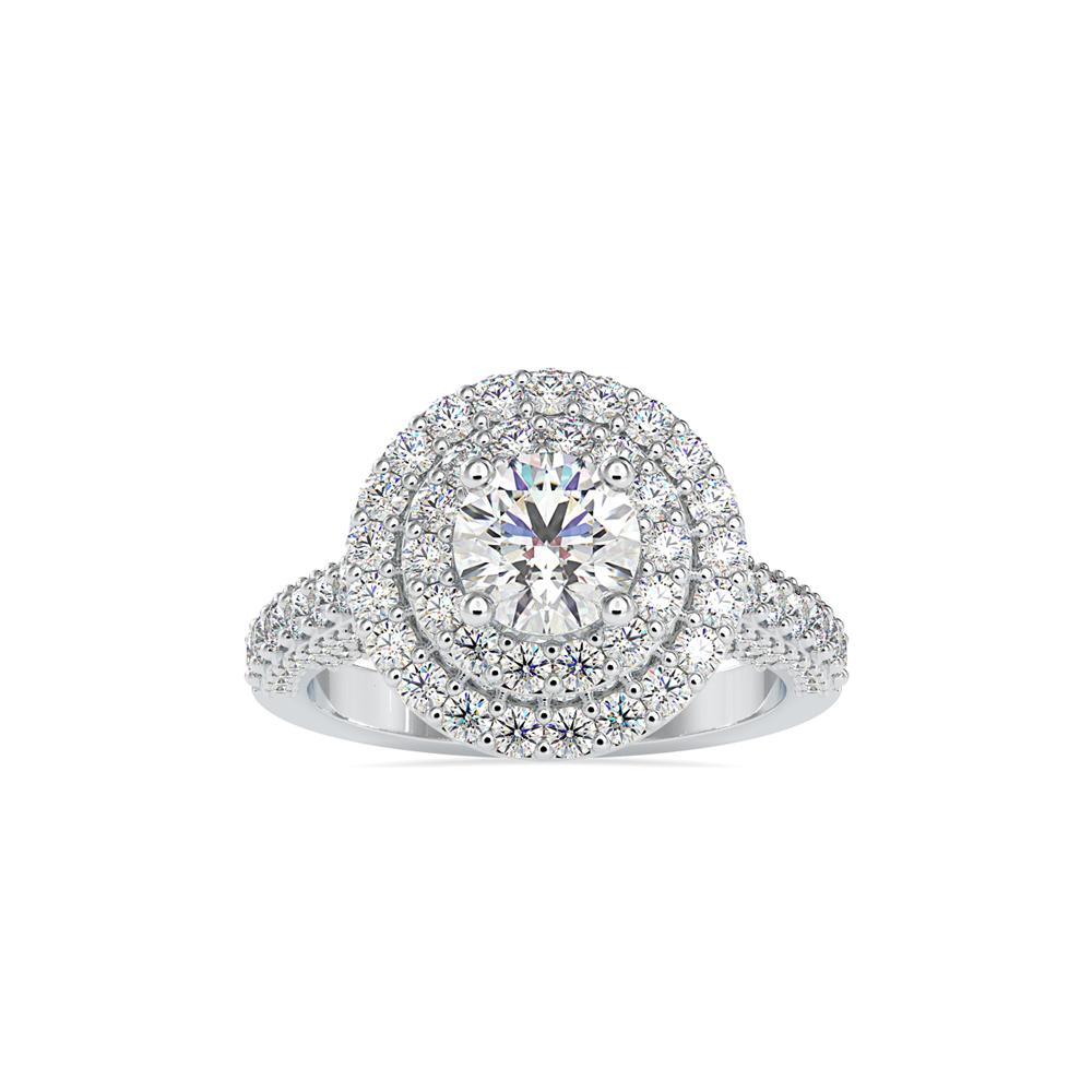 Vintage Round Double Halo Diamond Engagement Ring