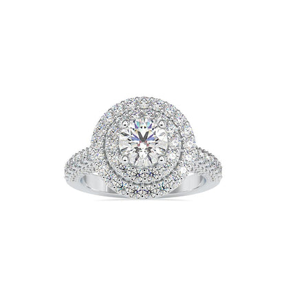 Vintage Round Double Halo Diamond Engagement Ring