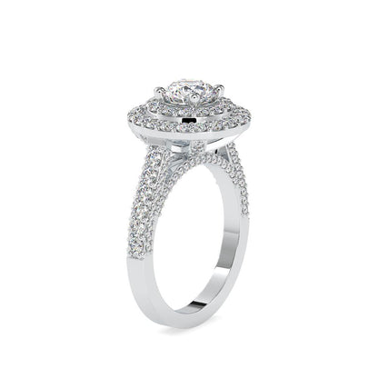 Vintage Round Double Halo Diamond Engagement Ring
