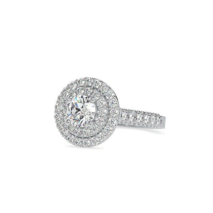 Vintage Round Double Halo Diamond Engagement Ring