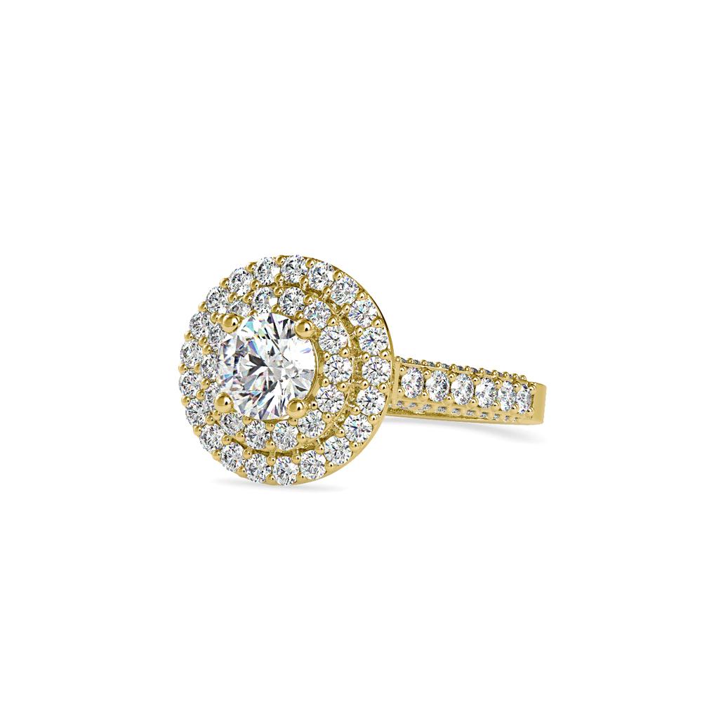 Vintage Round Double Halo Diamond Engagement Ring