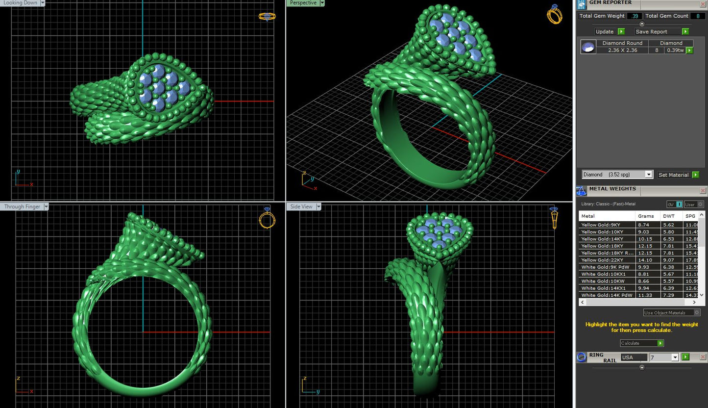 Snake Pattern Diamond Engagement Ring