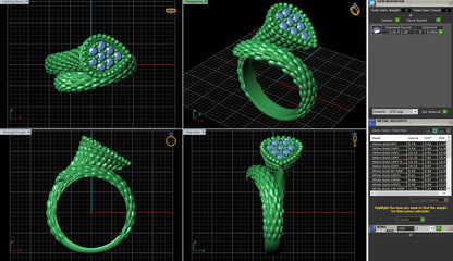 Snake Pattern Diamond Engagement Ring