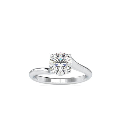 Round 4 Prong Hidden Heart Bypass Soliatire Engagement Ring