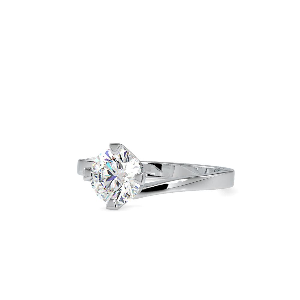 Petite 4 Prong Round Bypass Solitaire Engagement Ring