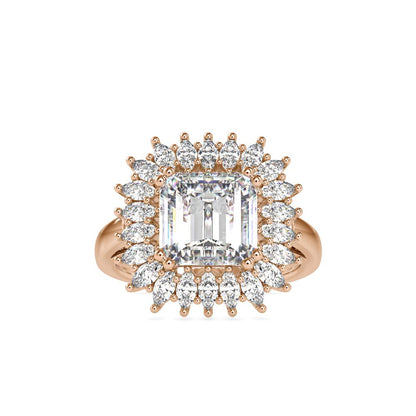 Emerald Halo Diamond Engagement Ring