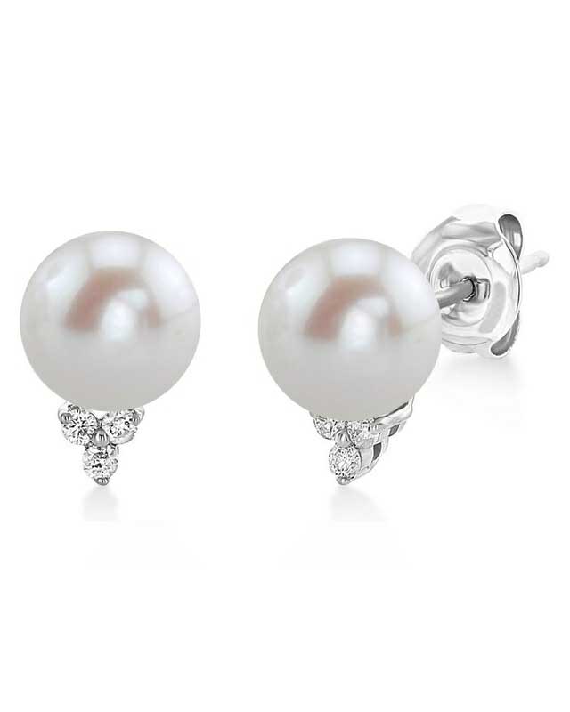 Freshwater Pearl & Diamond Grace Earrings