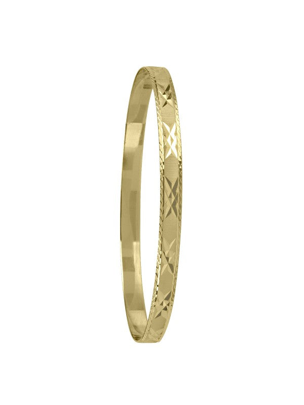 N5904 - 5MM YELLOW GOLD DIAMOND CUT SLIP ON BANGLE