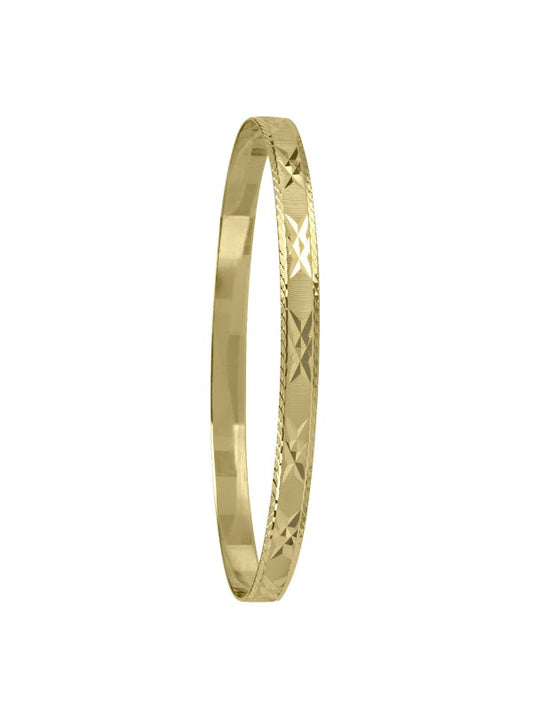 N5904 - 5MM YELLOW GOLD DIAMOND CUT SLIP ON BANGLE