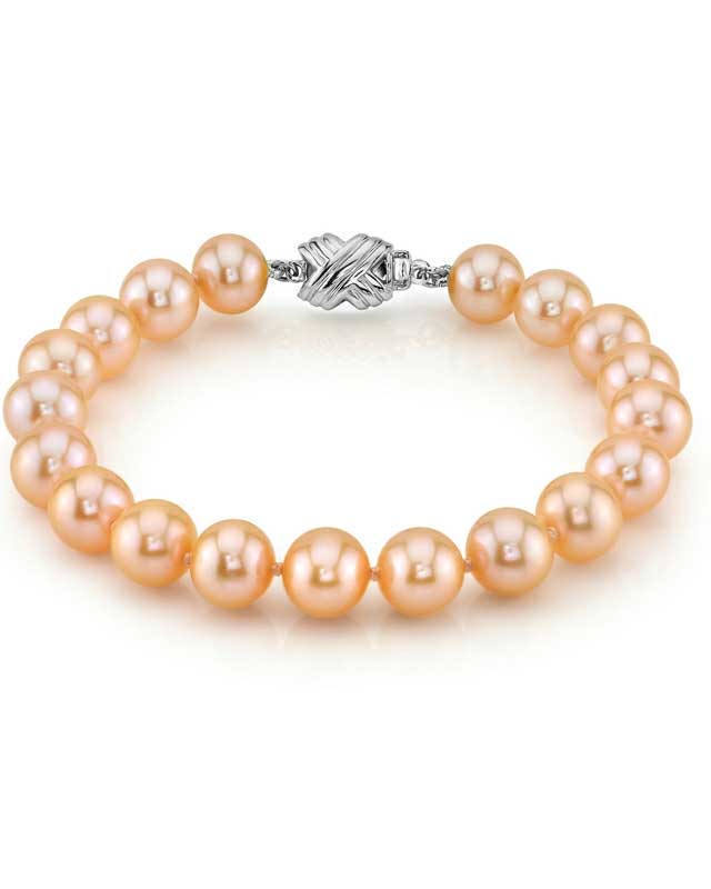 8-9mm Peach Freshwater Pearl Bracelet - AAA Quality