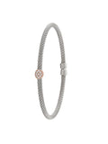 STERLING SILVER PINK GOLD AND RHODIUM PLATED C.Z. CUFF BANGLE