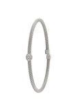 STERLING SILVER RHODIUM PLATED FANCY C.Z CUFF BANGLE