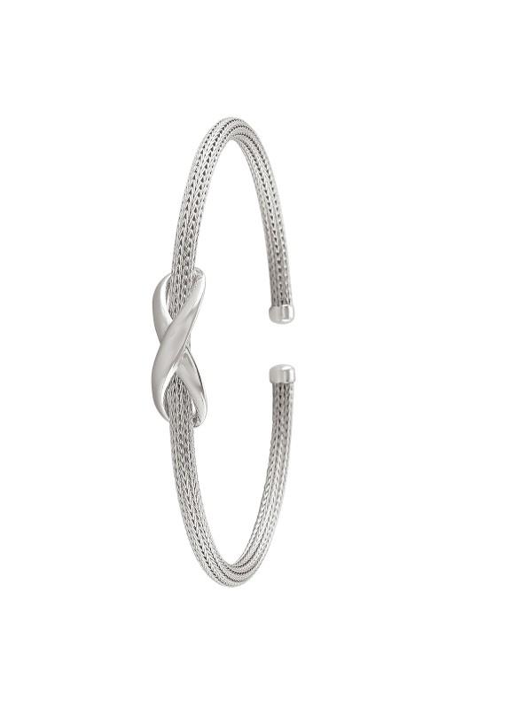 STERLING SILVER RHODIUM "X" BANGLE