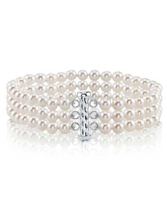 Triple White Freshwater Pearl Bracelet