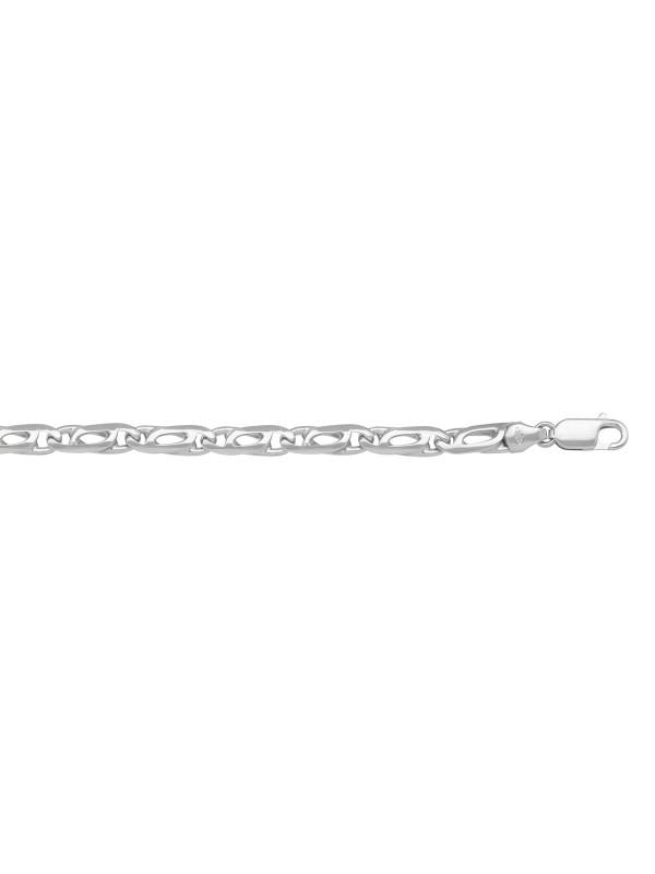 N422W - WHITE GOLD SOLID TIGER EYE LINK