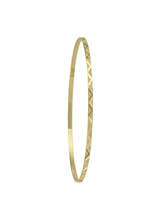 N5901 - 2MM YELLOW GOLD DIAMOND CUT SLIP ON BANGLE