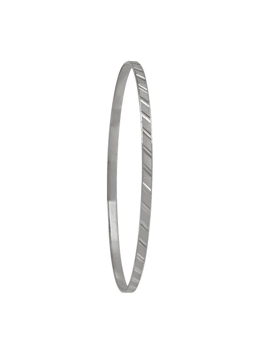 N5902W - 3MM WHITE GOLD DIAMOND CUT SLIP ON BANGLE