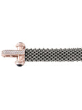 SJ41 - STERLING SILVER BLACK RHODIUM & PINK GOLD PLATED MESH FANCY C.Z. BRACLET