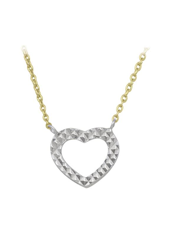 TWO TONE OPEN HEART NECKLACE